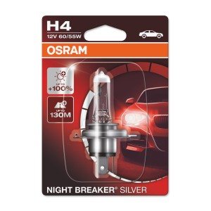 OSRAM Λαμπτήρας Αλογόνου Αυτοκινήτου NIGHT BREAKER SILVER H4 - P43t Λάμπες Αυτοκινήτου Onetrade